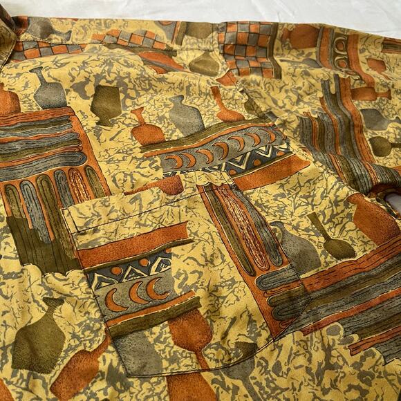 Vintage 80s / 90s Mens Thai Silk Button Down Shirt Short Sleeve‎ // Size 2XL - Picture 3 of 3